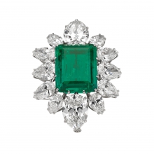 宝格丽古董典藏系列1958-1960年祖母绿和钻石铂金吊坠
