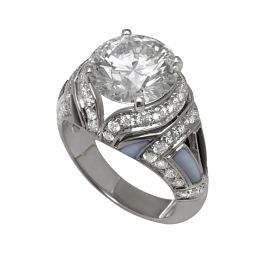 宝格丽 铂金镶珍珠母贝、钻石戒指 戒指