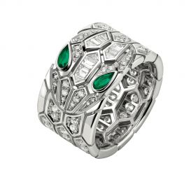 宝格丽 白金祖母绿钻石戒指 戒指
