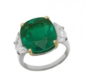 宝格丽高级珠宝系列白金镶祖母绿戒指 戒指