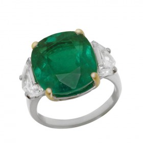 宝格丽高级珠宝系列白金镶祖母绿戒指