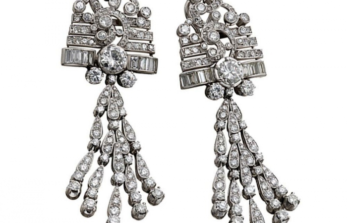 宝格丽古董典藏系列铂金钻石耳环