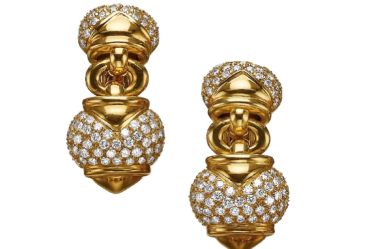 宝格丽古董珠宝系列黄金钻石耳环