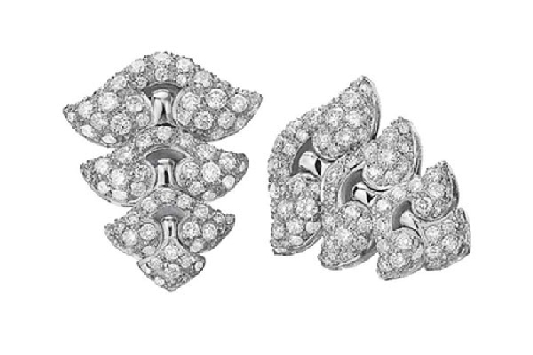 宝格丽古董典藏系列铂金镶钻石耳环