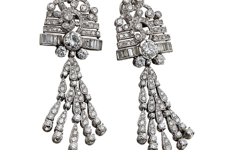 宝格丽古董典藏系列铂金钻石耳环