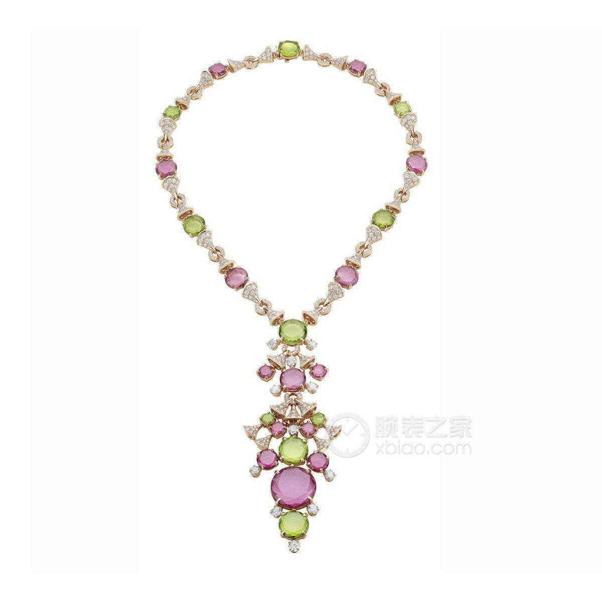 宝格丽DIVAS' DREAM高级珠宝系列玫瑰金镶碧玺橄榄石钻石项链项链