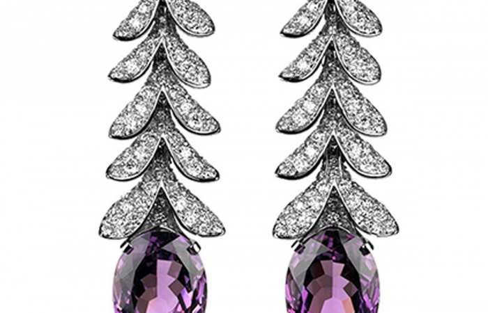 宝诗龙GLYCINE 紫水晶白金耳环