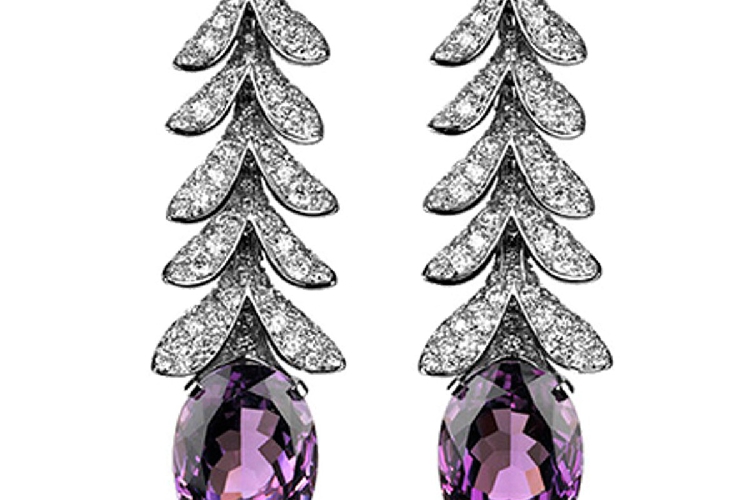 宝诗龙GLYCINE 紫水晶白金耳环
